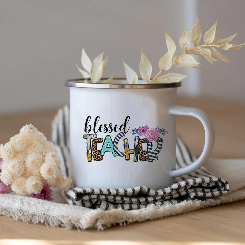 What's Your Superpower Teacher Coffee Tea Mug Cup Teacher Appreciation Gift Love Teach Inspire Teachers Enamel Mug