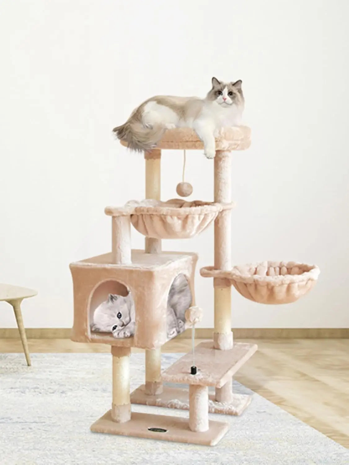 Cat Tree Tower Condo with Sisal Scratching Post, Indoor Cat Furniture with Hammock Perch