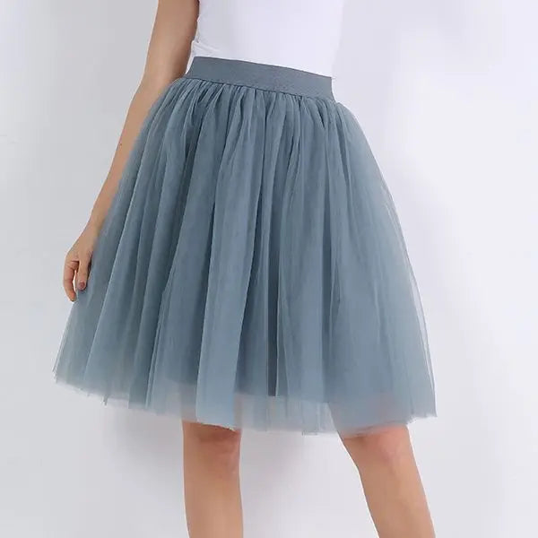 Quality 5 Layers Fashion Tulle Skirt Pleated Skirts Womens Lolita Petticoat Bridesmaids Midi Skirt