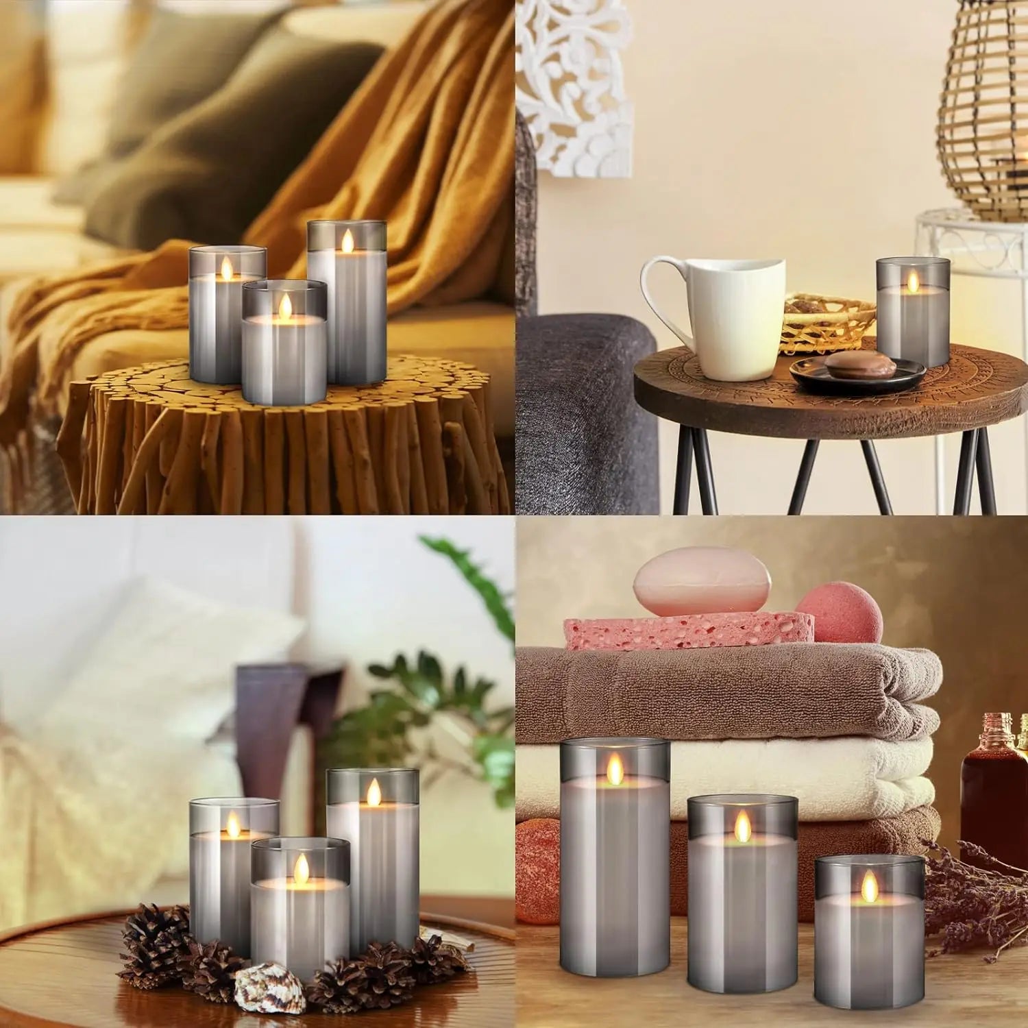 USB Recharge Dancing wick Pillar candle Lamp Paraffin Wax Electric LED Glass Candle w/Remote control Home Party table Decoration