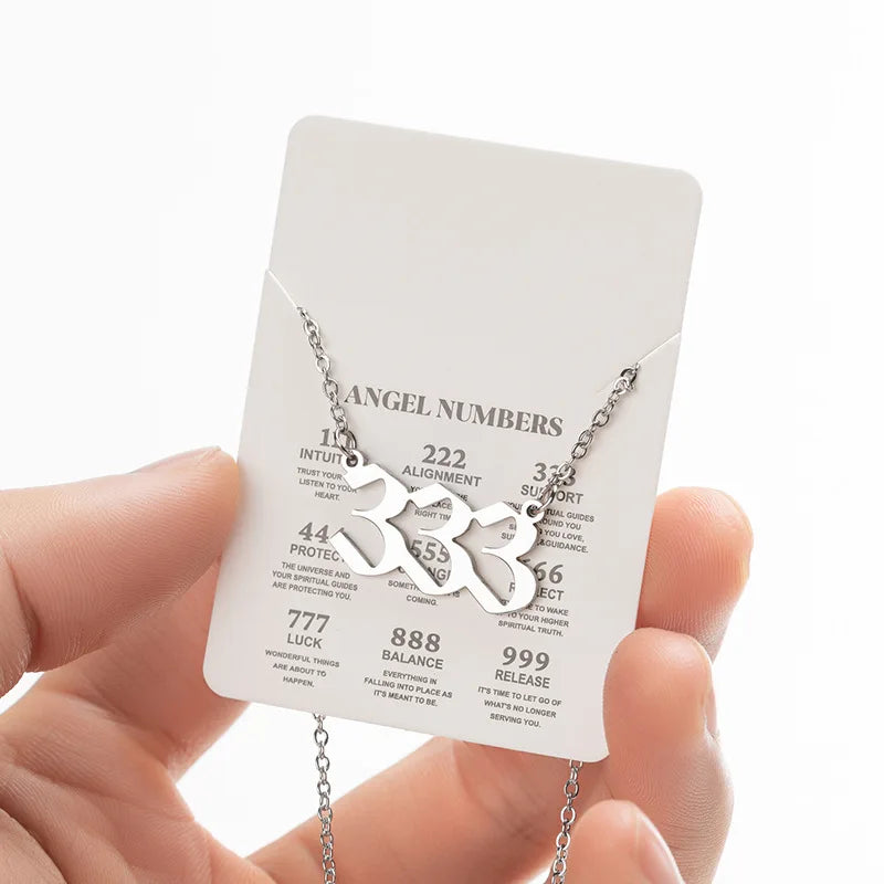 Stainless Steel Angel Number Lucky Numbers Necklaces 111 222 333 444 555 777 888 999 666 000 Pendant Necklace Charms Jewelry