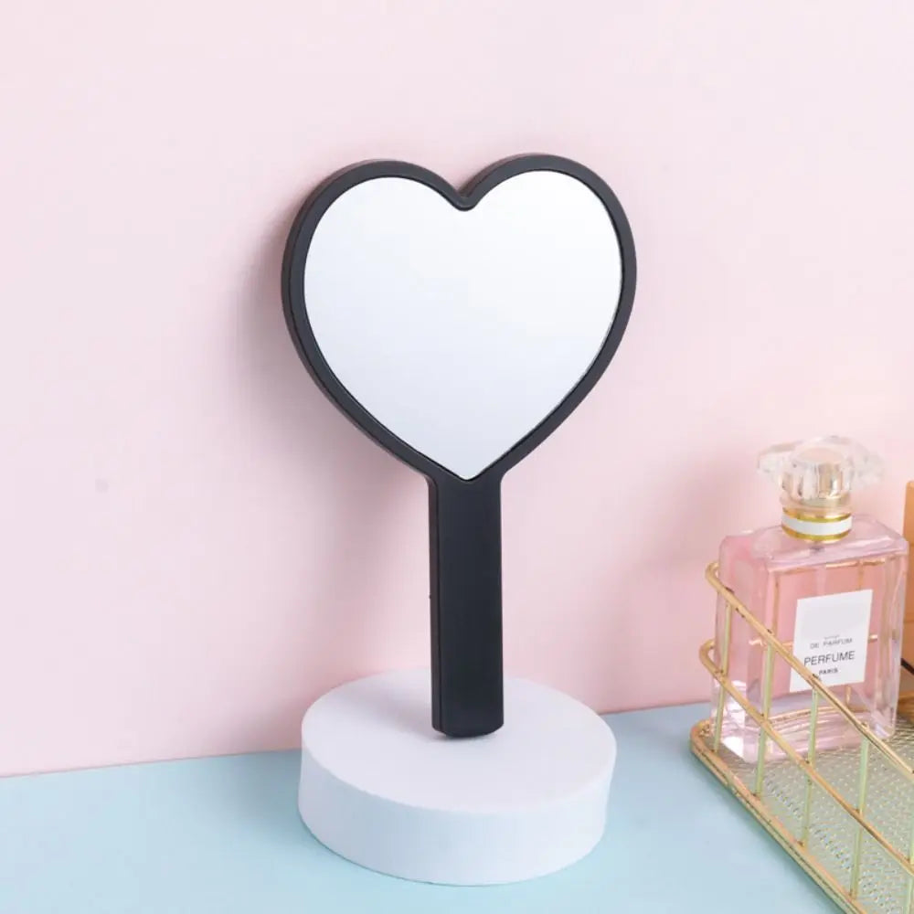 Carry Around Cute Heart Handle Mirror Compact Personalized Love Makeup Mirror Sweet High Definition Vanity Mirror Dressing