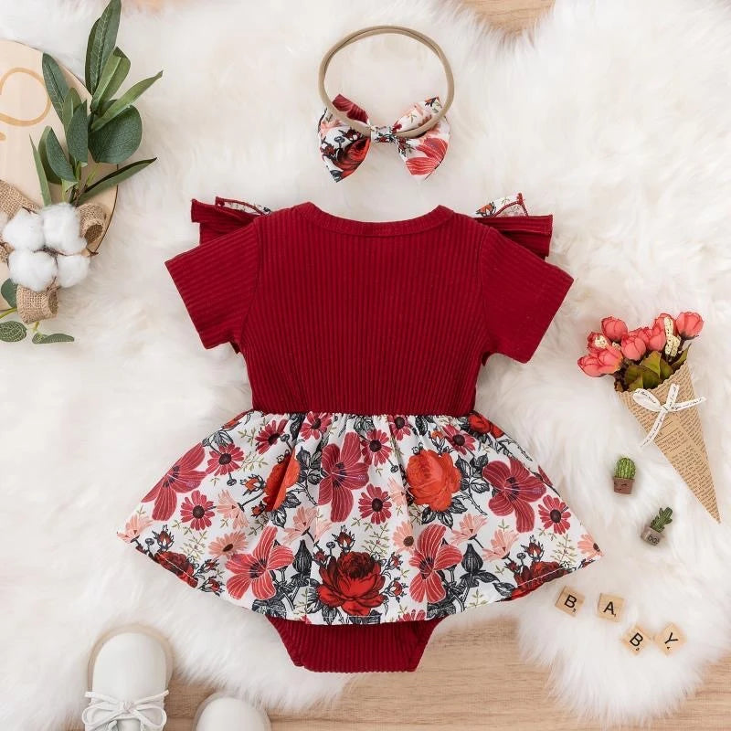 Bowknot Striped Jumpsuit Cotton Dress For Newborn