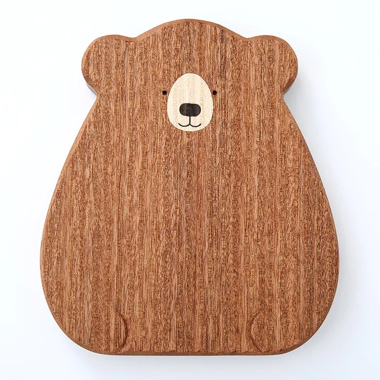 Pizza Bread Plate Cute Bear Tray Wood Board Bear Tray Walnut Chopping Board Table Decor Wooden Plate Coaster Kitchen Accessories