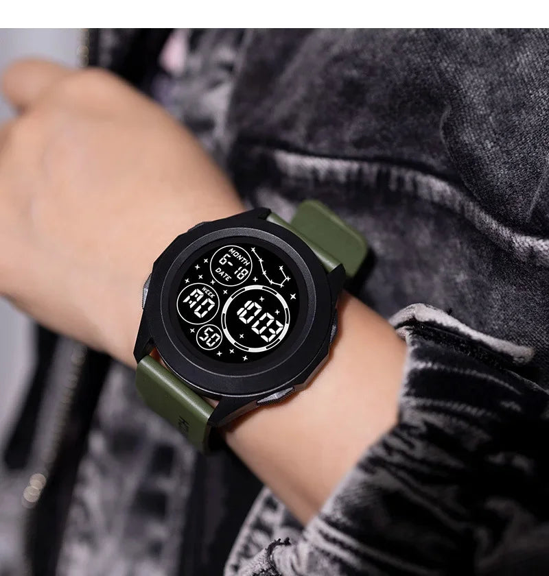 New Brand Men's Outdoor Sports Electronic Watch Student Youth Multifunctional Alarm Nightlight Digital Wristwatches Dropshipping