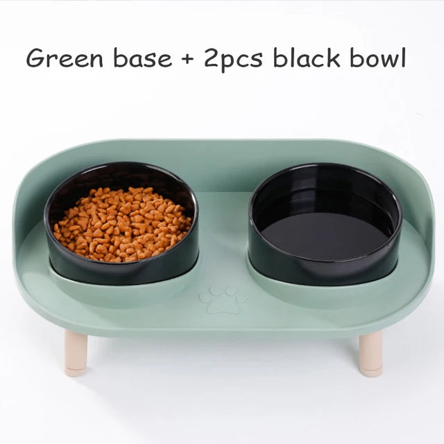 Cat Double Bowls Feeder Adjustable Height Pet Cats Drinker Water Bowl Elevated Feeding Kitten Supplies Food Feeders Dogs Dish