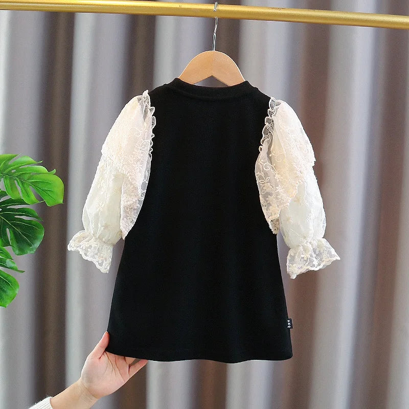 Lace Dresses for Girls Clothes Toddler Kids Cute Bear Dress Baby Clothing Children Vestidos Spring Costume 1 2 3 4 5 6 7 8 Years