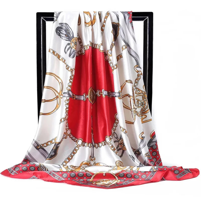 Print Headcloth Fashion Flower Square Shawls Popular 90X90CM Bandannas Four Seasons Kerchief Luxury Sunscreen Silk Scarves