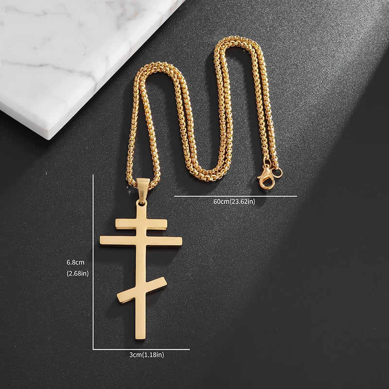 Orthodox Cross Stainless Steel Pendant Christian Eternal Church Inspirational Nika Necklace Men Women Fashion Jewelry Gift