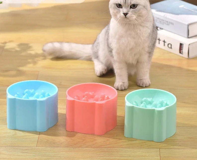 Pet High Foot Anti Choking Bowl Cat Basin Neck Protection  Cat Food Bowl  Rice Bow  Slow Food Anti Choking Pet Bowl