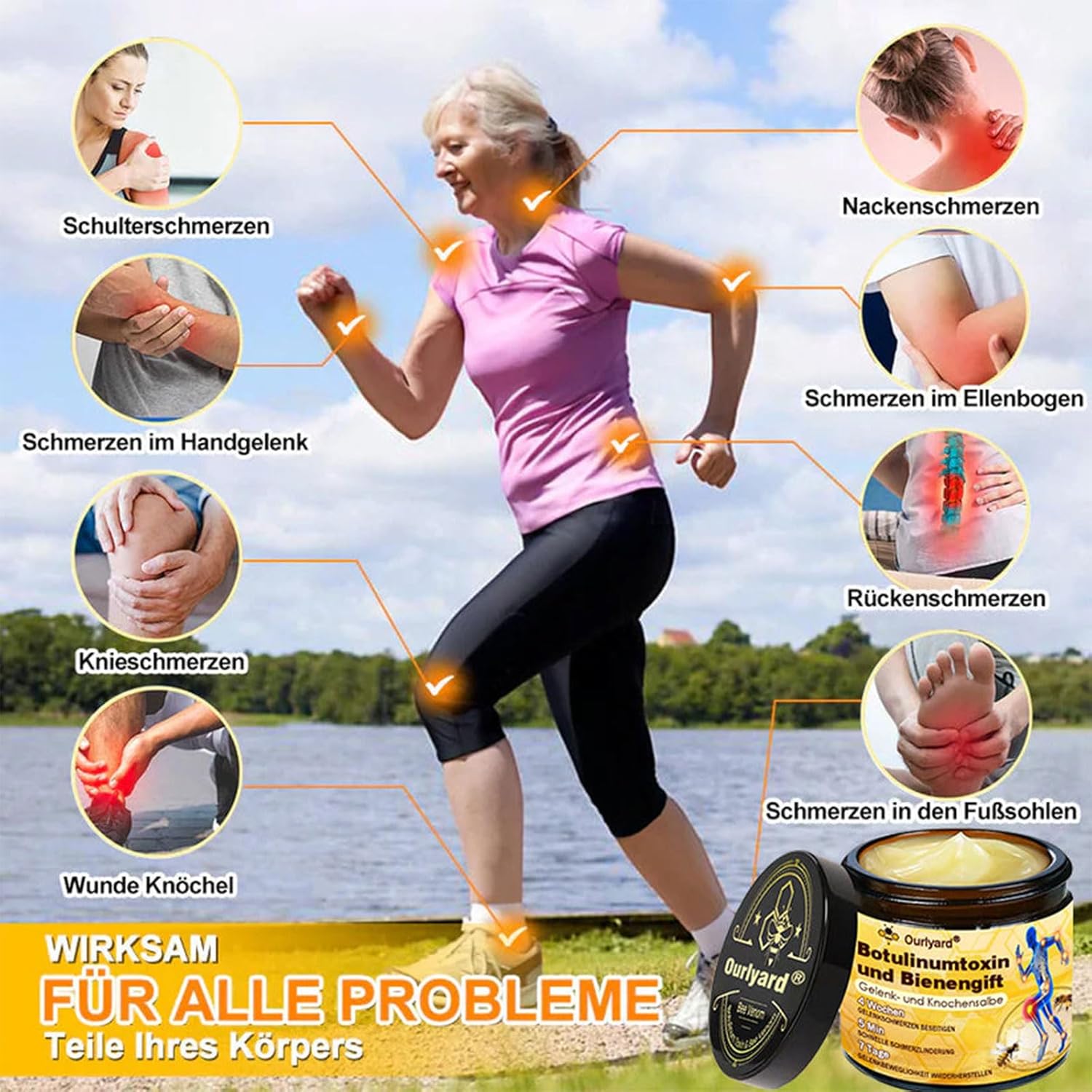 Bienengift-Schmerzlinderungs Knochenheilungs Creme, Professionelle Bienengift Gelenkcreme, Ourlyard Bienengift Gelenkgel, Natürlich Bienengiftsalbe Joint Gel, für Rücken,Nacken,Knie