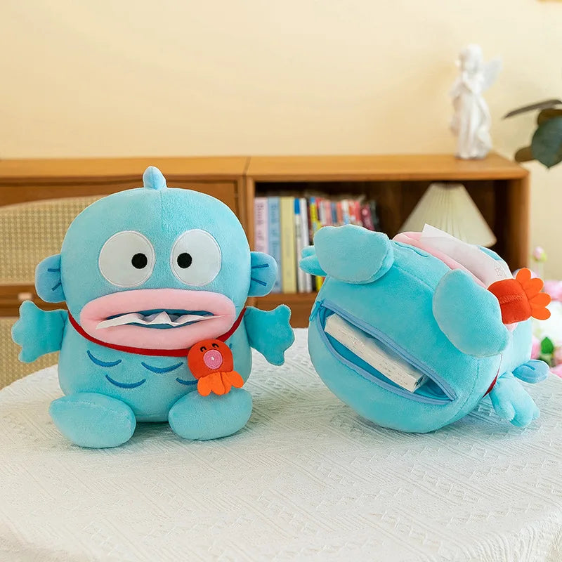 Hangyodon Creative Cartoon Plush Doll Tissue Box Napkin Holder Container Wet Tissue Paper Case Home Car Paper Storage Box