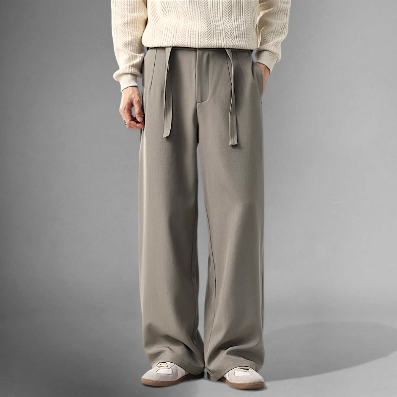 Belted wide leg trouser with elastic back