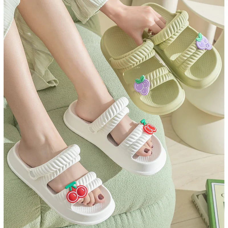 Women Slipper Clog Sandals Strawberry Fruit Cute Cloud Summer Flip Flops Beach Slides Home House Casual Cherry Shoes Flat Female