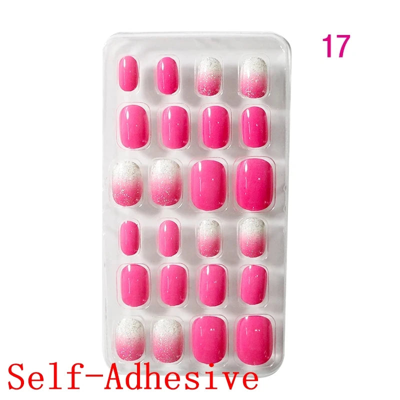 12pcs/Box Children Acrylic Fake Nails Safe Non-Toxic Adhesive Fake Nail DIY Artificial Fingernails for Girls Children's Day Gift