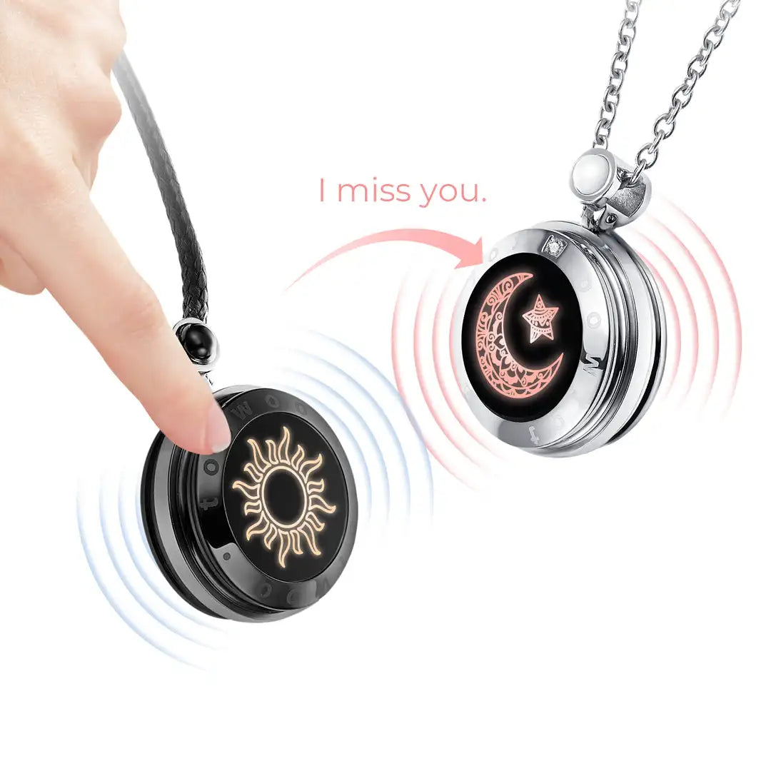 Couple Touch Necklaces with Natural Agate for long distance relationship gifts