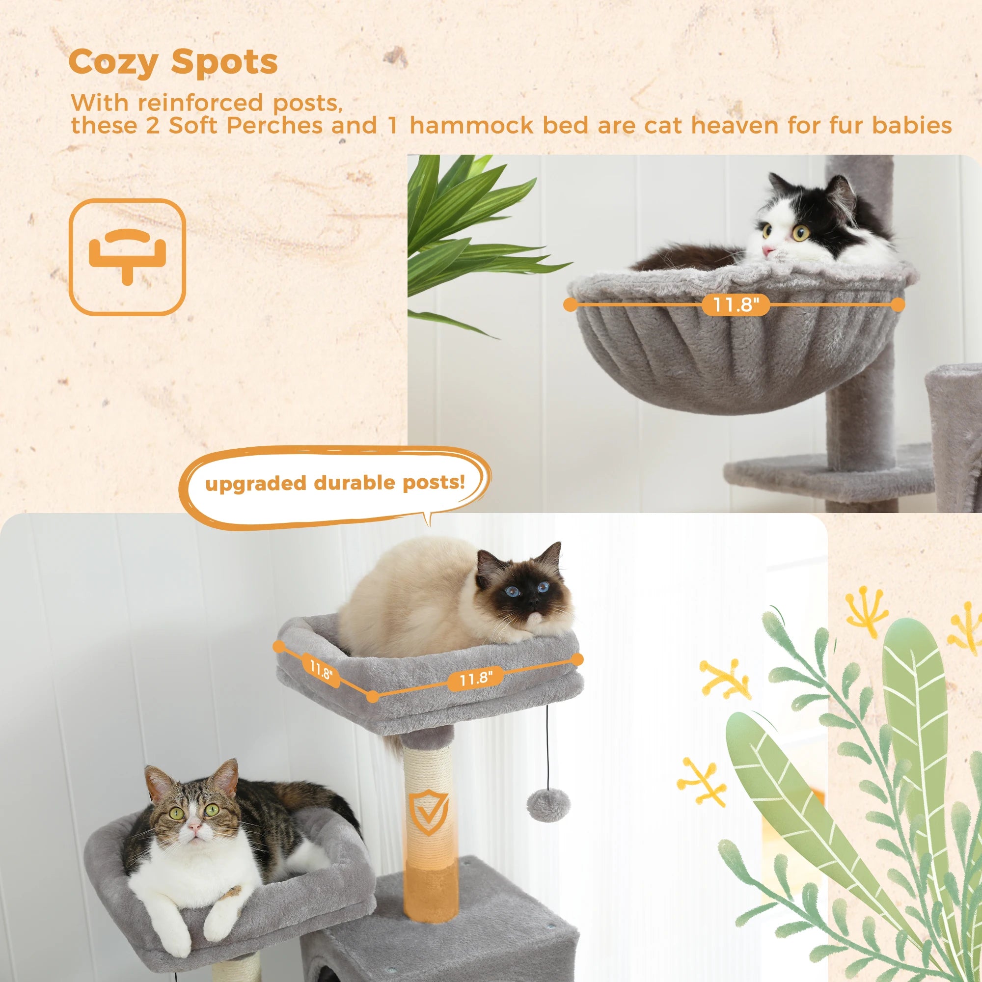 Multi-Level Cat Tree For Cats With Cozy Perches Stable Cat Climbing Frame Cat Scratch Board Toys Cat Furniture