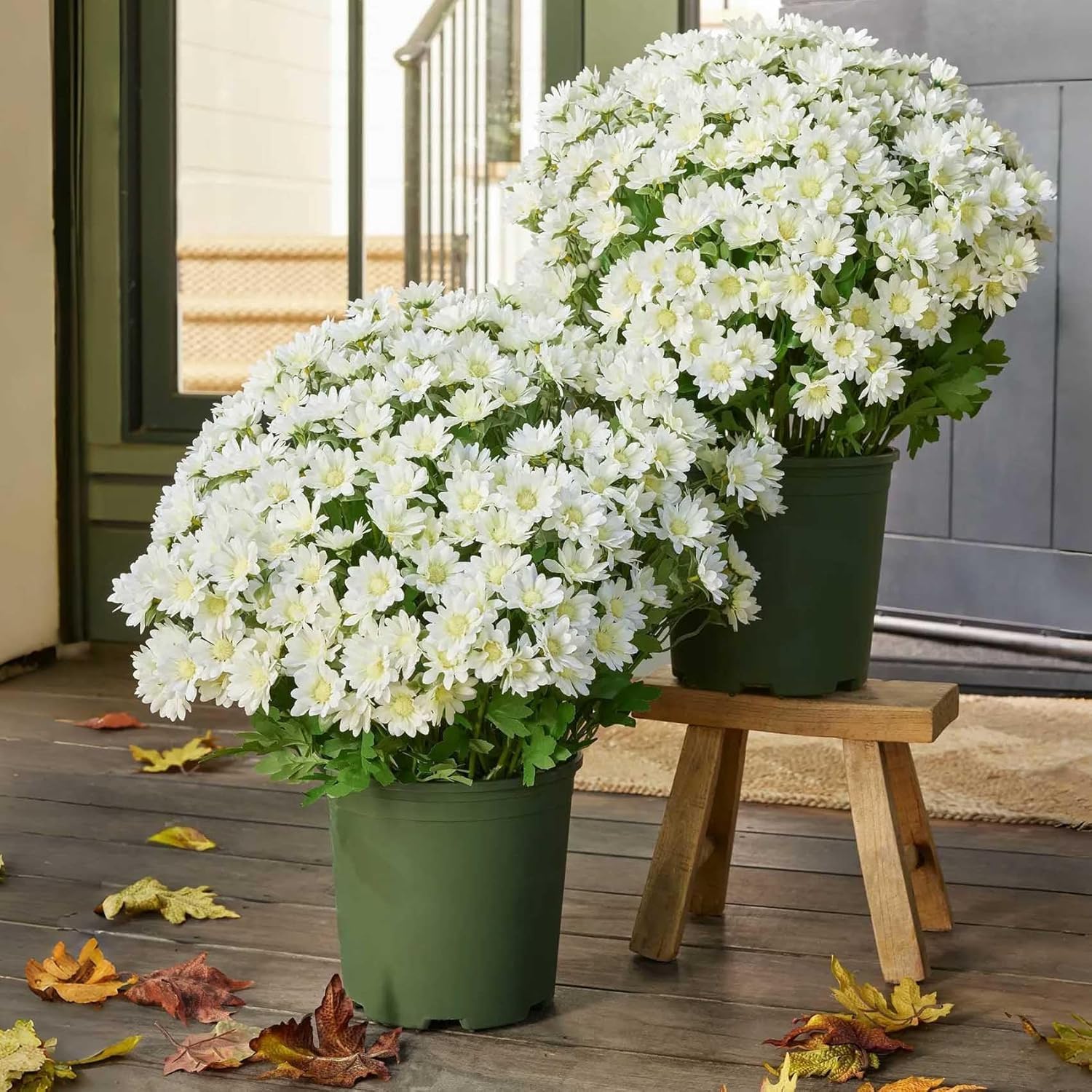 DITU 5 Bundles Herbstblumen Künstliche Herbstblumen Wie echte künstliche Blumen Herbstdekoration Balkonpflanzen Herbstdekoration für drinnen und draußen Garten Tisch