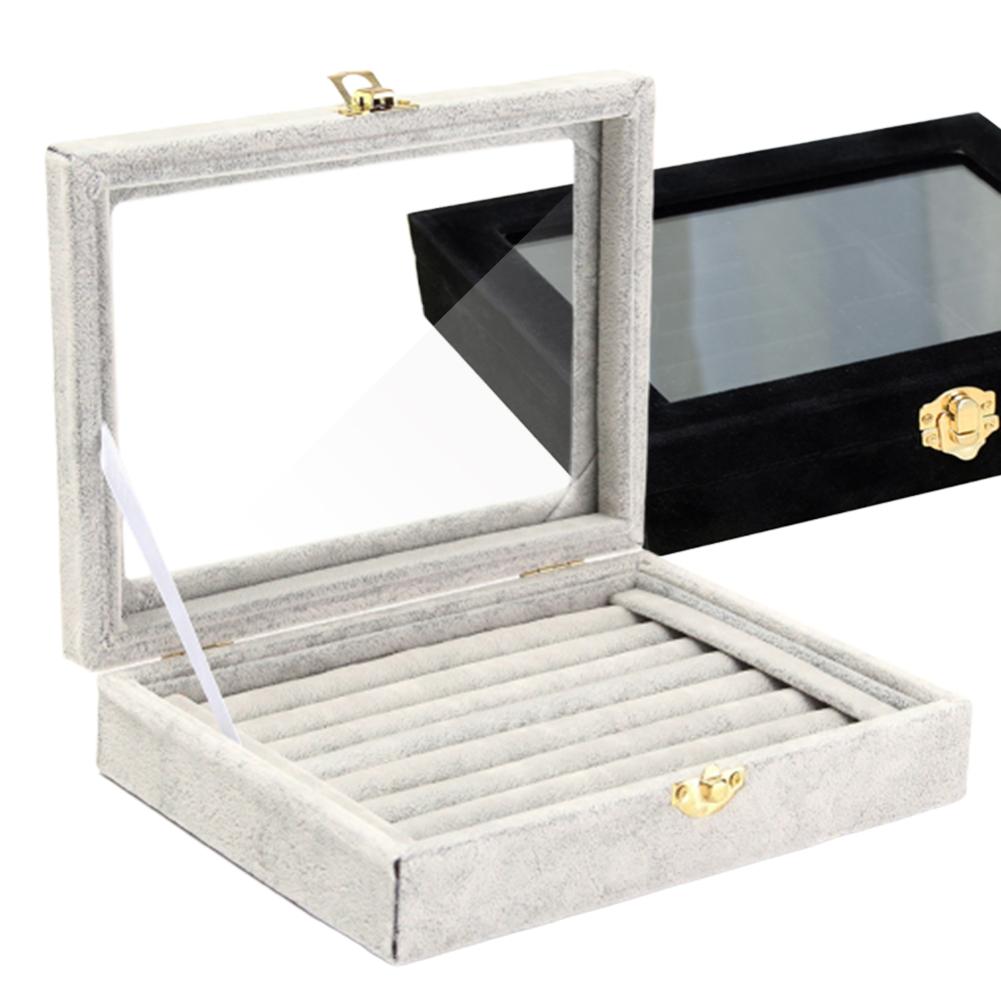 Velvet Wooden Earring Ring Holder Jewelry Box Rings  Tray Holder Jewelry Storage Box Jewelry Display Organizer Storage Boxes Jew