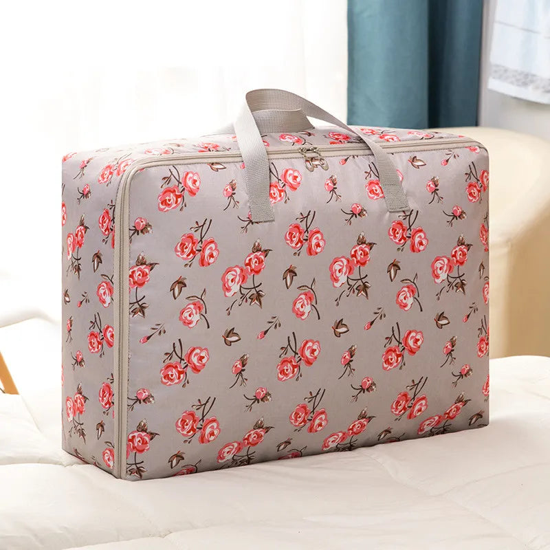 Waterproof Oxford Cloth Quilt Storage Bag Quilt Clothing Finishing Storage Bag Heavy Clothes Floral Storage Baggage Bag 70CM