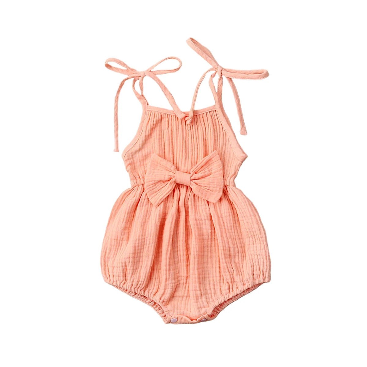 2020 Baby Summer Clothing  Newborn Baby Girl Cute Clothes Srap Romper Cotton Linen Solid Jumpsuit Bowknot Outfits Set Soft