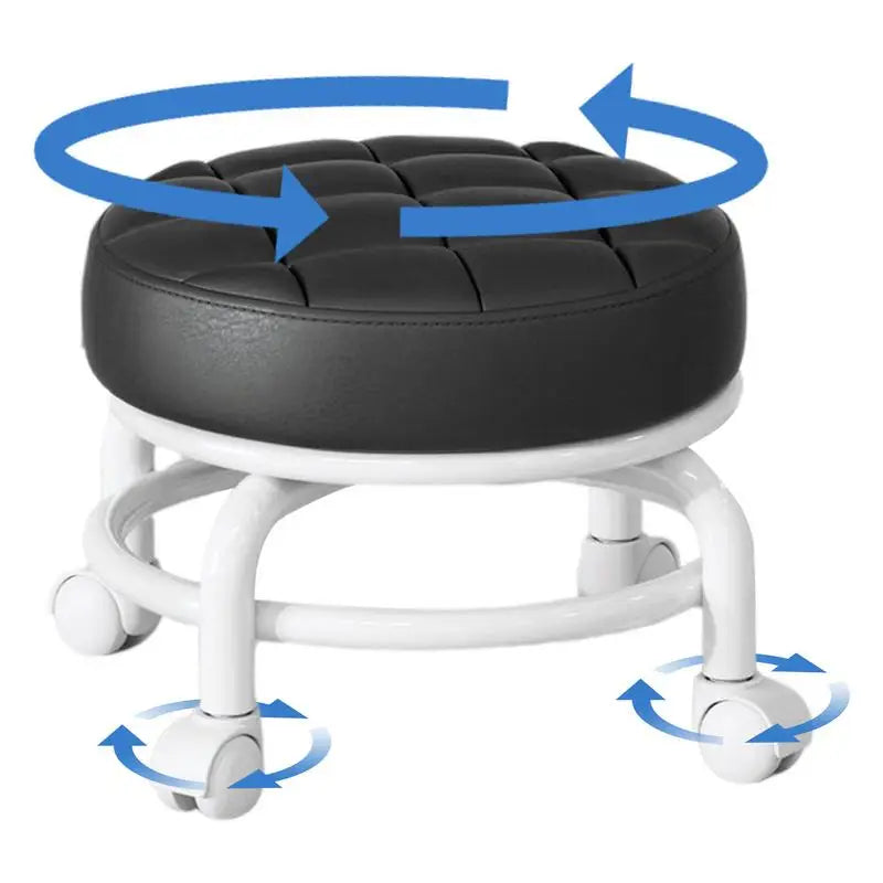 Household Pulley Low Stool Multi-functional Children Walking Round Stool 360 Degree Rotation With Universal Wheel Home Soft Seat