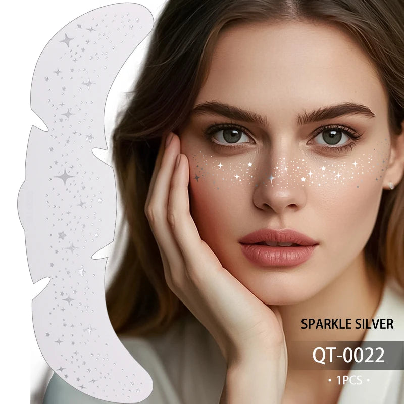1/5pcs Glitter Skincare Freckles Face Tattoo Stickers Golden Silver Sparkle Freckle Speckle Makeup Patch For Women Face Makeup