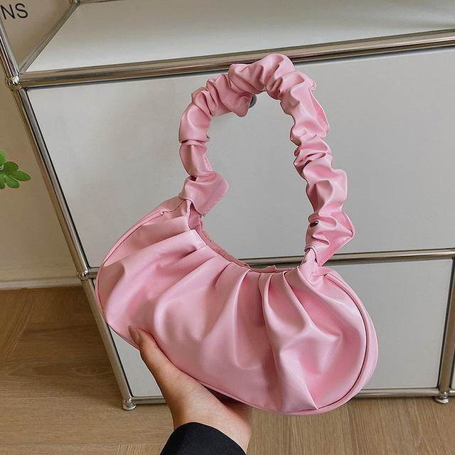 2022 Summer Pleated Handlebags For Women PU Cloud Bags Leisure Armpit Bag Shopping Shoulder Bags Dumpling Handbag Female