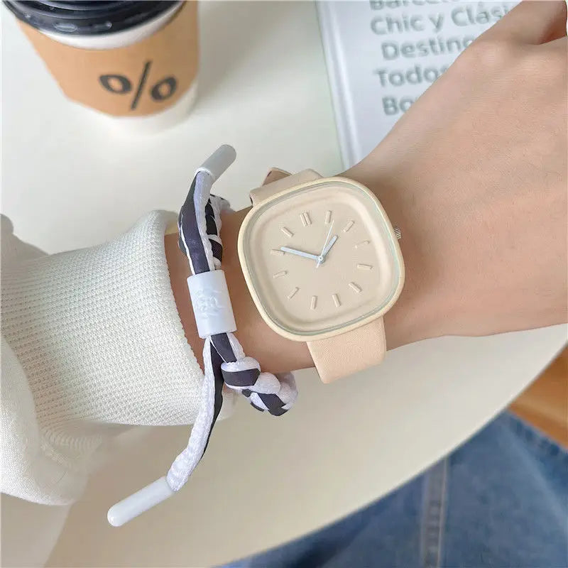 UTHAI H109 New Watch Macaron Candy Watch Women's High Beauty Quartz Watches Student Milk Tea Creative Fashion Art Watch Clock