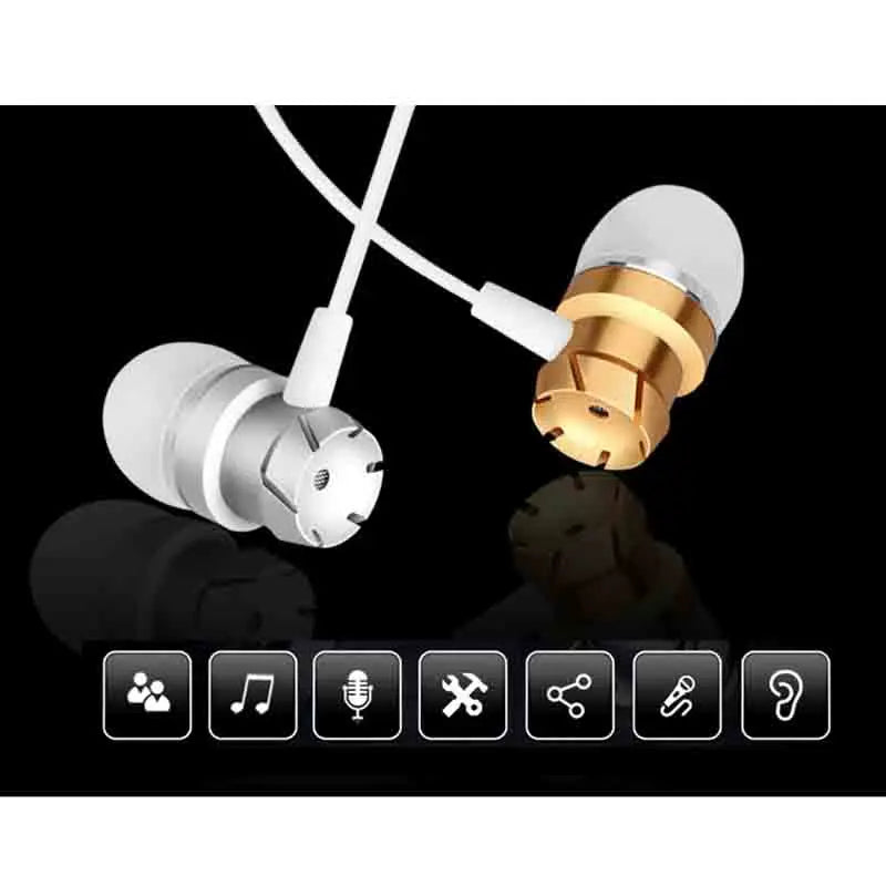 New Metal Wired Super Bass Earbud 3.5mm Built-in Microphone Hand Free Noise Reduction Gaming Universal Headset Sport Earphone