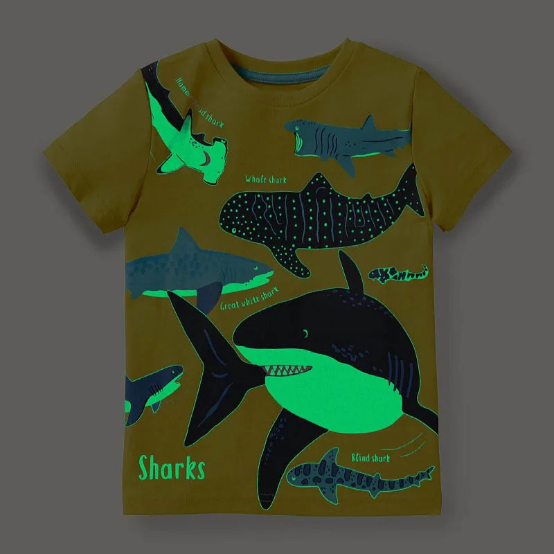 Children Luminous T-Shirts Kids Boy's Long Sleeved T Shirt Autumn Spring Fashion Boy Planet Tees Infant Boy's Clothing