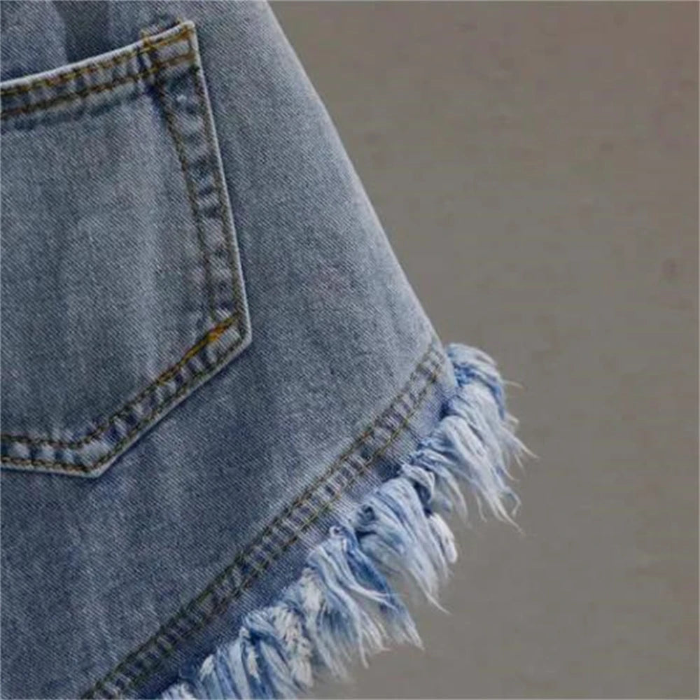 Female Drop Shipping Short Pants Breechcloth Scanties Burrs Summer Woman Denim Shorts High Waist Ripped Jeans Shorts Sexy  2XL