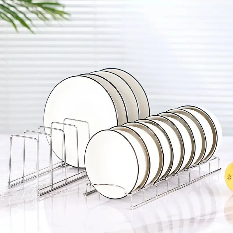 &Kitchen Bowl Dish Organizer Stainless Steel Dish Holder Home Cutlery Dishes Pot Lid Rack Household Dish Rack Kitchen Accessories