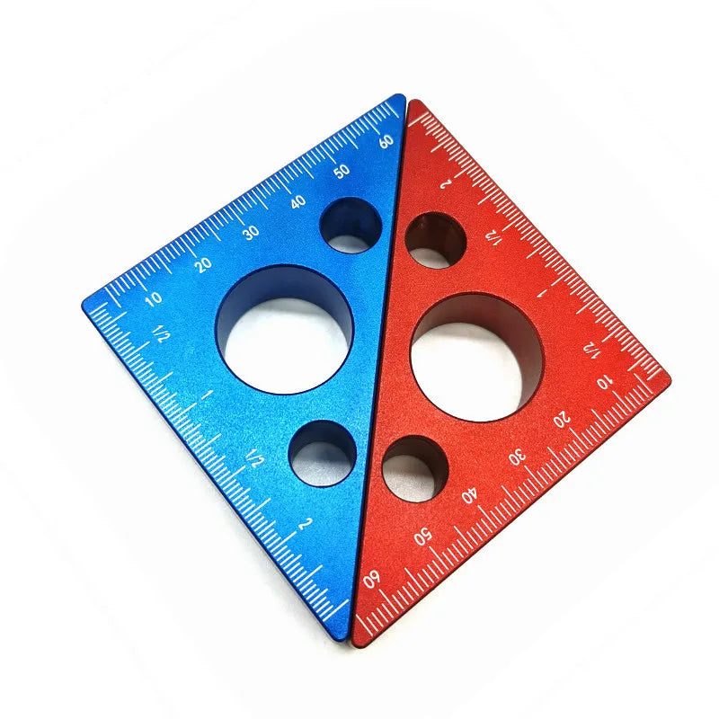 45 Degree Aluminum Alloy Angle Ruler Imperial and Metric Triangle Ruler Carpenter's Workshop Woodworking Square Measuring Tools