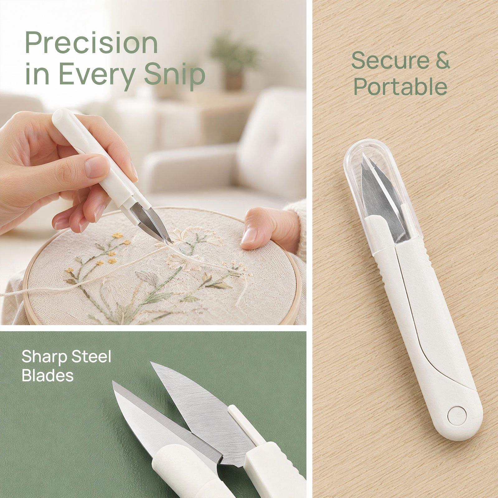 Thread Snips, Stainless Steel Thread Cutter Scissors, Ergonomic Durable Crafting Tool for Embroidery, Knitting & Sewing Projects