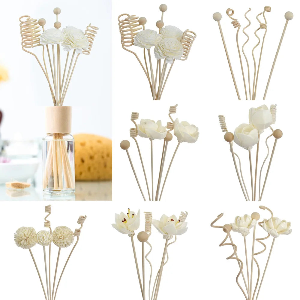 NEW 6PCS/8PCS/9PCS Artificial Flower Rattan Reed Fragrance Aroma Diffuser Refill Stick DIY Floral