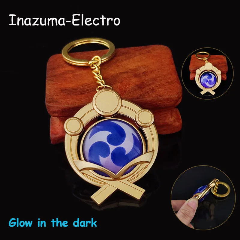 Game Impact Mondstadt Liyue Inazuma Sumeru Cosplay Vision Keychain Pyro Cyro Electro Hydro Geo Anemo Bag Pendant Props