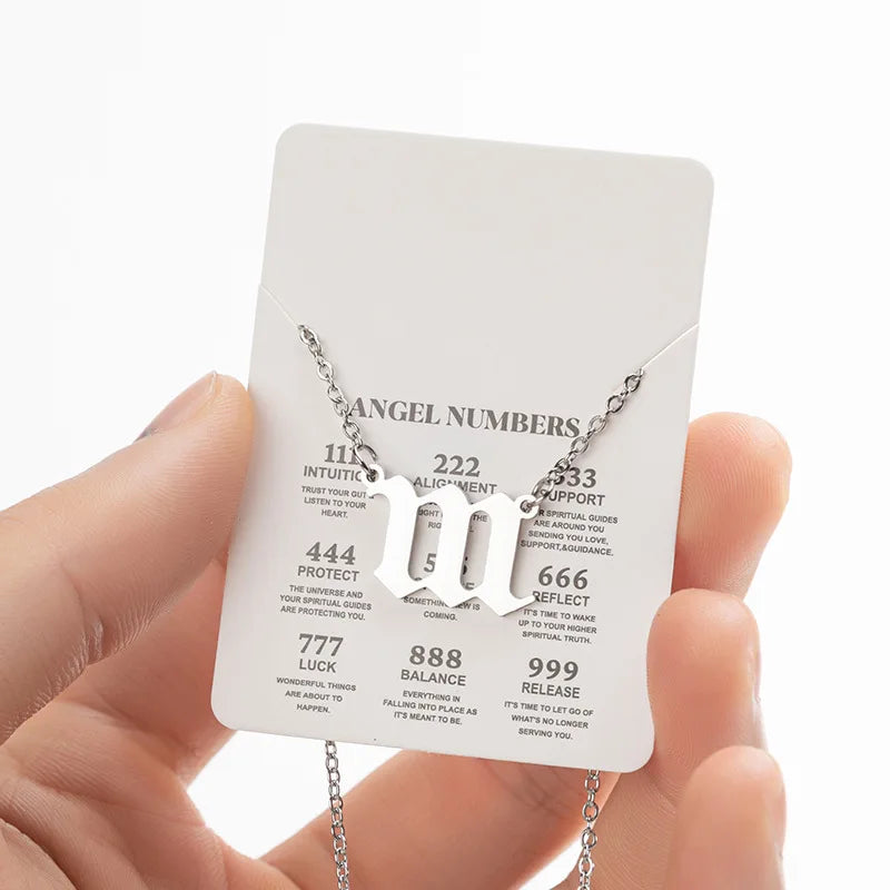 Stainless Steel Angel Number Lucky Numbers Necklaces 111 222 333 444 555 777 888 999 666 000 Pendant Necklace Charms Jewelry