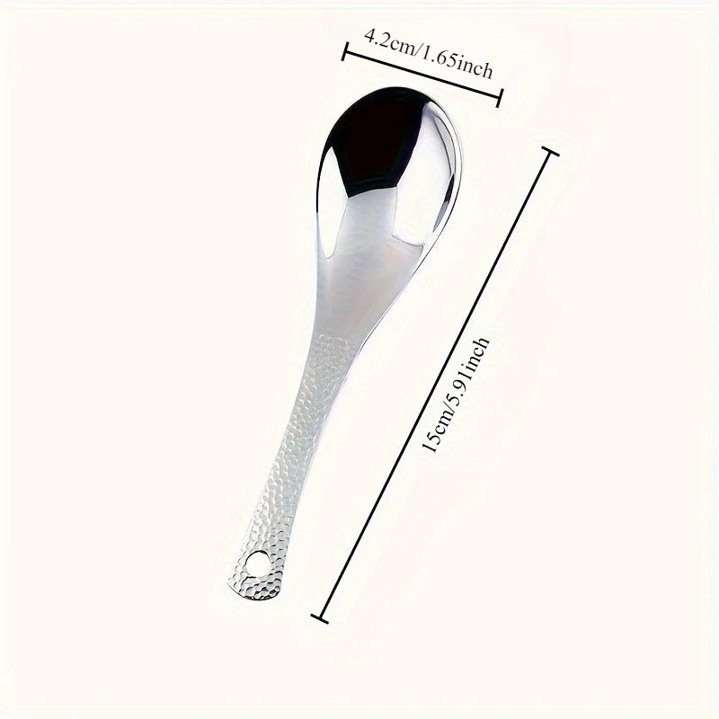 2pcs Stainless Steel Spoon Set- Large Capacity, Mirror Polished Cutlery, Suitable for Desserts, Fruits, and Home Kitchen Use