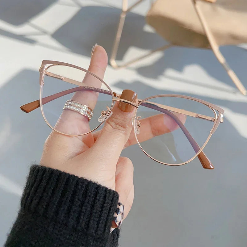 New Fashion Anti Blue Light Blocking Glasses Women Men Retro Cat Eye Frame Reading Computer Clear Lens Simple Female Eyeglasses