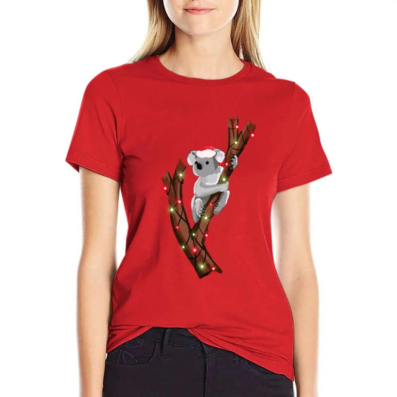 Christmas Koala T-Shirt tees funny cute clothes summer clothes luxury designer clothing Women