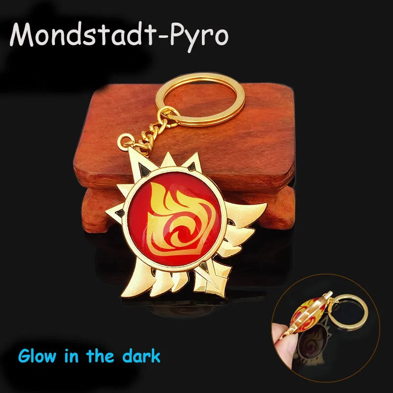 Game Impact Mondstadt Liyue Inazuma Sumeru Cosplay Vision Keychain Pyro Cyro Electro Hydro Geo Anemo Bag Pendant Props