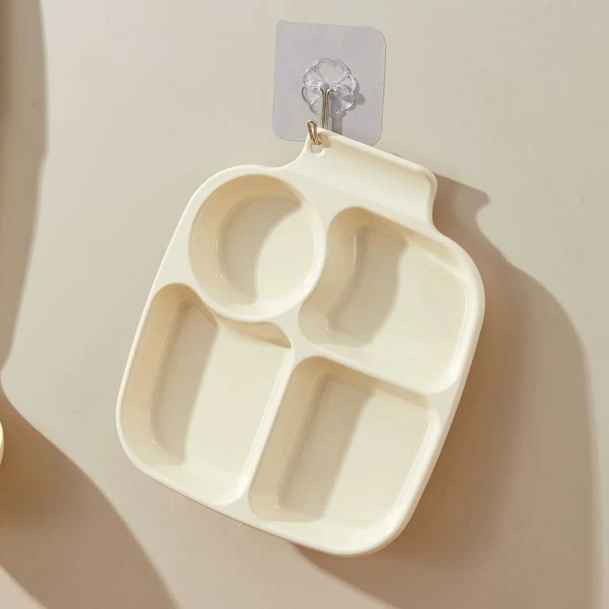 4-Compartment Cute Children Food Plate Dishes Reusable Plastic Snack Dessert Salad Plate Fruit Tray Tableware Dishwasher Safe