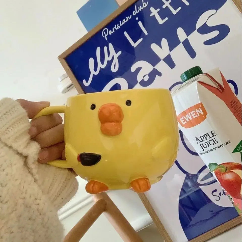 Creative Cute Mug Dudu Mouth Chicken Ceramic Mug Breakfast Juice Cup Household Milk Cup Cartoon Coffee Cup Birthday Gift