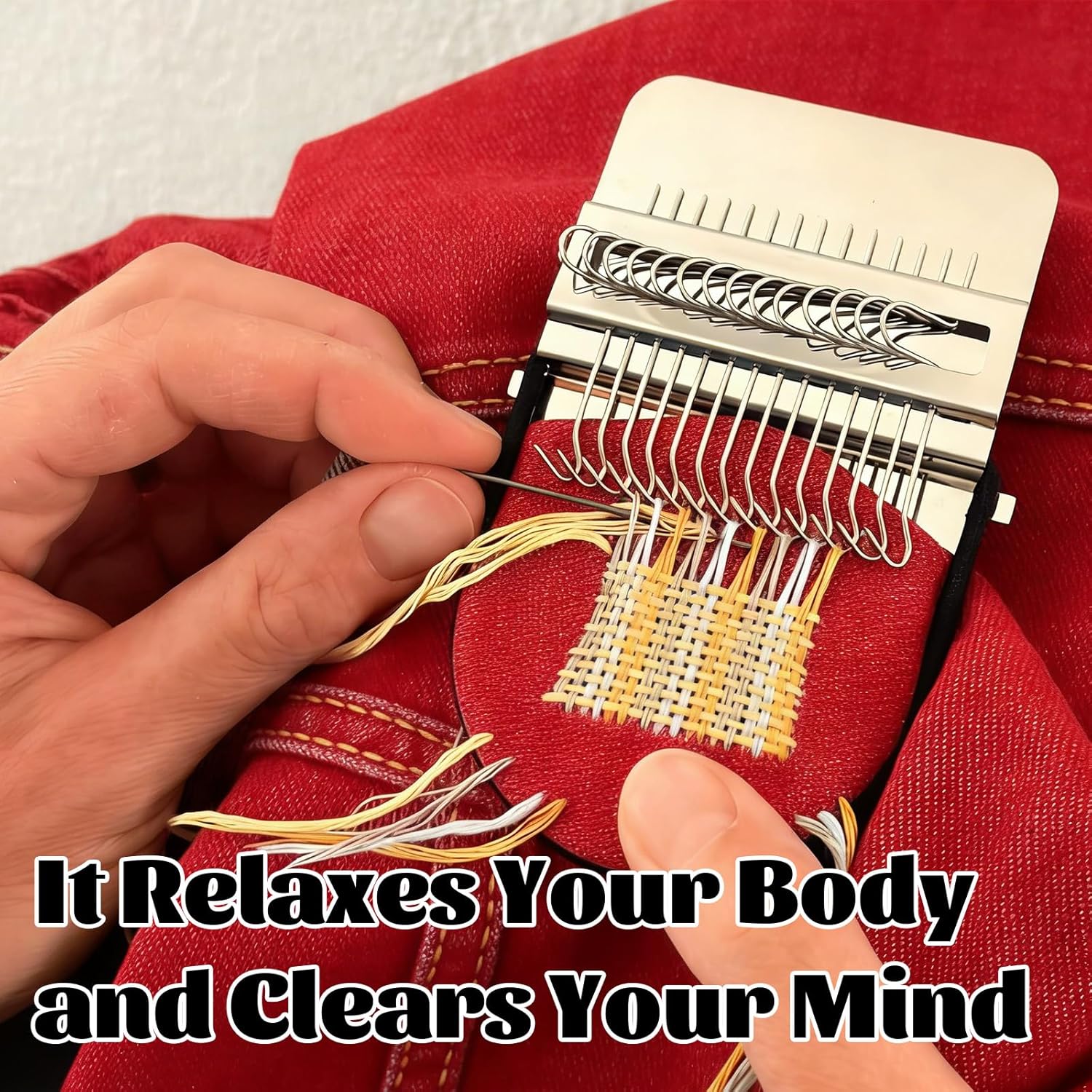 kyno 2026 New Knit Patch Darning Loom for Beginners, Mini Portable 14 Hooks Knitting Machine Kit with 24 Color Threads, Quickly Sewing Repair, DIY Sewing Craft Supplies