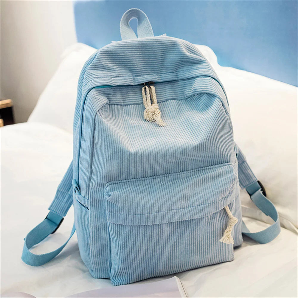 Custom Name Corduroy Middle School Schoolbag Personalize Student Simple Campus Backpack Boys Girls Outdoor Corduroy Shoulder Bag