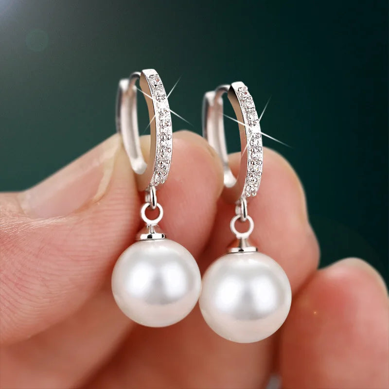 CHSHINE 2020 Pearl Earrings Genuine Natural Freshwater Pearl 925 Sterling Silver Earrings Pearl Jewelry For Wemon Wedding Gift