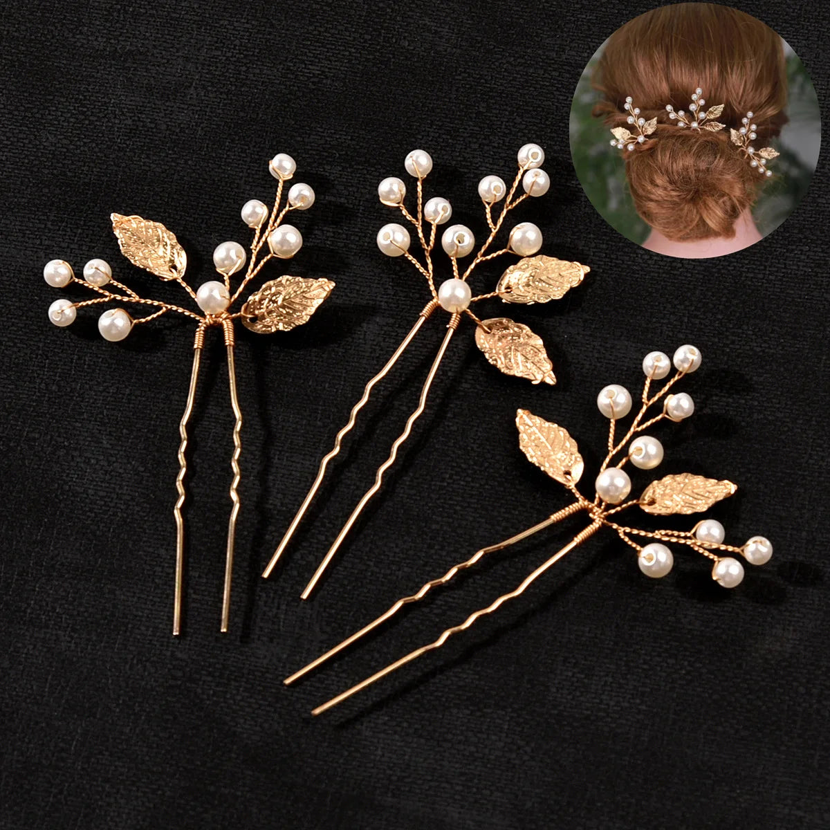 Pearl Flower Hairpin Side Comb Sets Wedding Hair Accessories Leaf Shaped Tiaras Bride Insert Hair Clip Jewelry Fashion Headwear