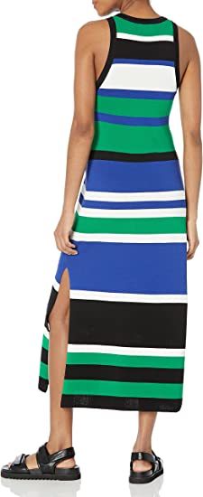 Women's  High-Neck Cut-In A-Line Side Slit Maxi Sweater Dress