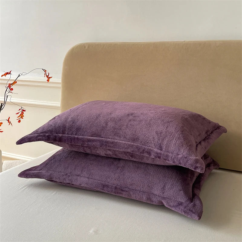 Solid Color Pillows Cover Velvet Pillowslip funda almohada 48x74cm Pillowcase Rectangle Cushion Cover 2pcs Warm Pillow Cases